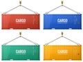 Colorful cargo freight shipping containers isolated on white background