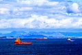 Colorful cargo vessels in the North Sea Royalty Free Stock Photo