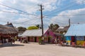 Colorful Caribbean houses with bars and restaurants on Holbox Island, Quintana Roo, Mexico Royalty Free Stock Photo