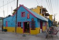 Colorful Caribbean houses with bars and restaurants on Holbox Island, Quintana Roo, Mexico Royalty Free Stock Photo