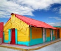 Colorful Caribbean houses tropical Isla Mujeres