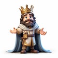 Colorful Caricature: Animated Cartoon Boy Dressed As A King