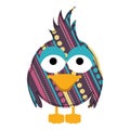 colorful caricature bird with texture dots and lines design