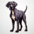 Colorful Caricature Of A Black Breed Dog On White Background