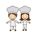 colorful caricature couple chef costume