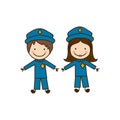 colorful caricature couple cops costume