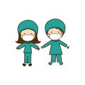 colorful caricature couple doctor costume