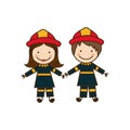 colorful caricature couple firefighters costume