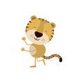 Colorful caricature with cute tiger dancing