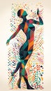 Colorful Caricature of a Dancing Woman. Perfect for Invitations and Posters.