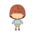 Colorful caricature of faceless little boy with mushroom haircut