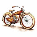 Colorful Caricature: The Streamline Elegance Of A Brown Bicycle With Orange Details