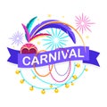 Colorful carnaval greeting card. Vector design template with car