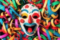 Colorful carnival mask of a surprised clown. Generative AI Royalty Free Stock Photo