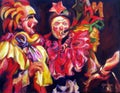 Colorful carnival masks original artwork acrylic oil Buenos Aires Argentina