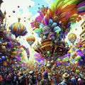 Colorful carnival parade in Barcelona, Spain Generative AI Royalty Free Stock Photo