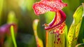 Carnivorous pitcher plant catching insect with sunlight