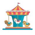Colorful carousel with horses in flat style Royalty Free Stock Photo