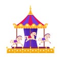 Colorful carousel with horses on white background Royalty Free Stock Photo