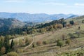 Dirt roads and paths to the mountain village. Autumn in Ukraine Royalty Free Stock Photo