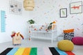 Colorful carpet in kid`s bedroom Royalty Free Stock Photo