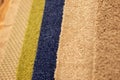 Colorful carpet samples on exhibition for retail Royalty Free Stock Photo