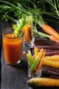 Colorful carrots and juice