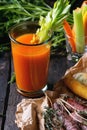 Colorful carrots and juice