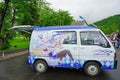 Colorful cars decorated in cosplay for the Toyako Manga Anime Festa festival