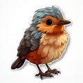 Colorful Cartoon Bird Sticker Art With Detailed Shading