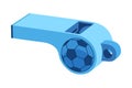 Colorful cartoon blue soccer referee whistle.