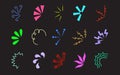 Colorful cartoon burst elements on a black background for graphic design use Royalty Free Stock Photo