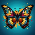 Colorful Cartoon Butterfly With Bad Attitude And Cool Accessories Royalty Free Stock Photo