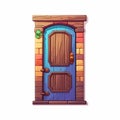 Colorful Cartoon Character Wooden Door Or Wall For Lively Tavern Scenes Royalty Free Stock Photo