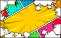 Colorful cartoon comic pop art background with clouds and empty space vector Royalty Free Stock Photo