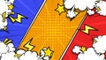 Colorful cartoon comic pop art background with full vector clouds and editable Royalty Free Stock Photo