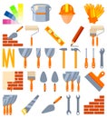 Colorful cartoon 30 construction elements set Royalty Free Stock Photo