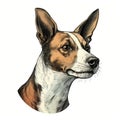 Colorful Cartoon Dog Portrait In Detailed Engraving Style