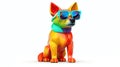 Colorful Cartoon Dog with Sunglasses on White Background for Fun Designs.