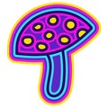 Colorful Cartoon Doodle Mushroom. Icon Vector. Simple Vector Illustration. Fire Mushroom Comic Art. Royalty Free Stock Photo