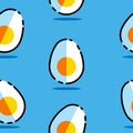 Colorful Cartoon Eggs on Blue Seamless Patterns Background, Vector illustration wallpaper or other uses design.