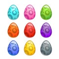 Colorful cartoon eggs set.