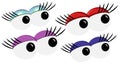 Colorful Cartoon Eyes with lashes