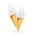 Colorful cartoon fast food icon on white background. Ice-cream cone Royalty Free Stock Photo