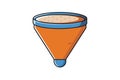 Colorful cartoon filter icon illustration for data sorting, funnel process, and liquid filtration in vector style