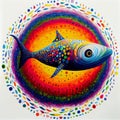 Colorful cartoon fish underwater. Generative AI Royalty Free Stock Photo