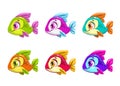 Colorful cartoon fishes set. Royalty Free Stock Photo