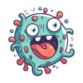 Colorful Cartoon Germ icon. A vibrant illustration of a single-eyed, smiling germ