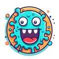 Colorful Cartoon Germ icon. A vibrant illustration of a single-eyed, smiling germ