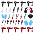 35 colorful cartoon hairdresser tools